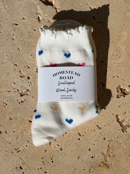 Heart Scalloped Wool Socks