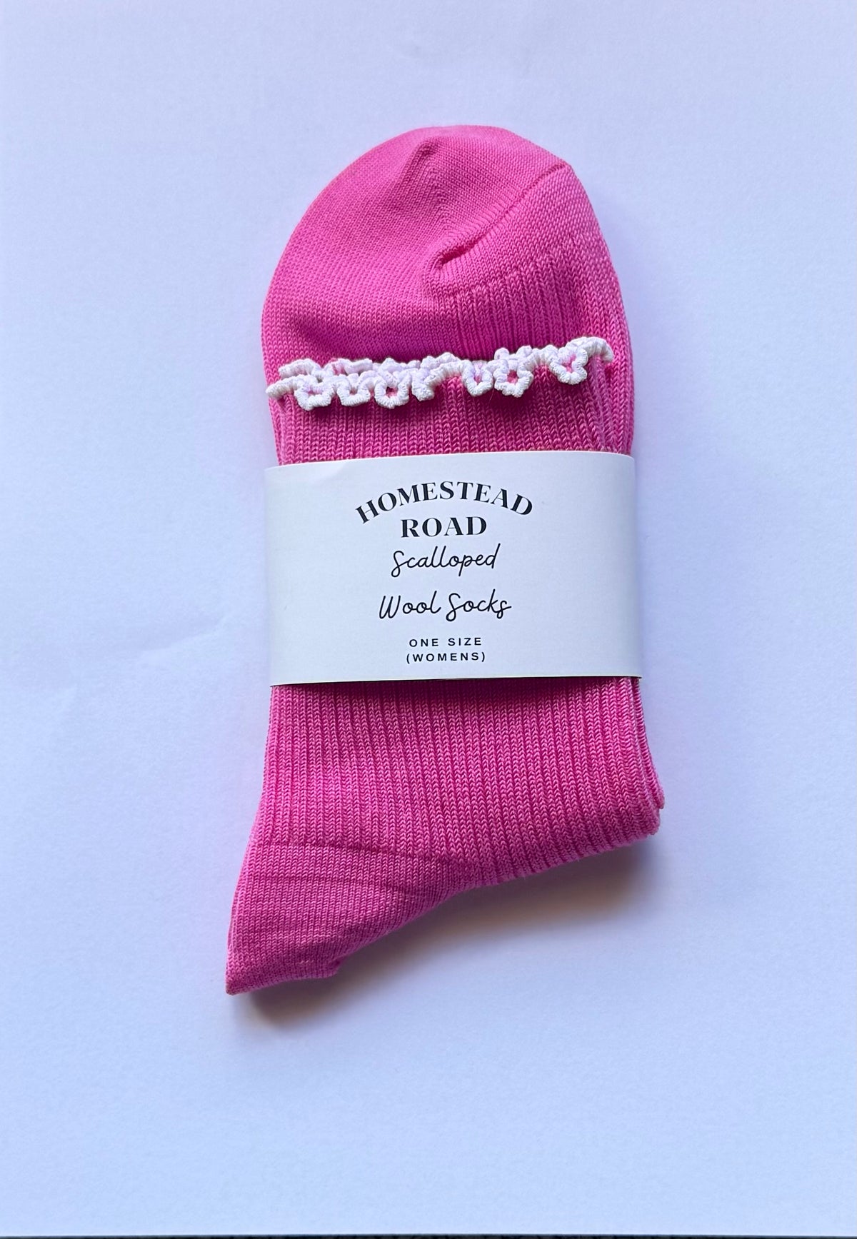 Hot Pink Scalloped Wool Socks (Donation included)