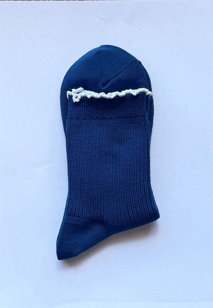 Navy Scalloped Wool Socks (Donation Included)